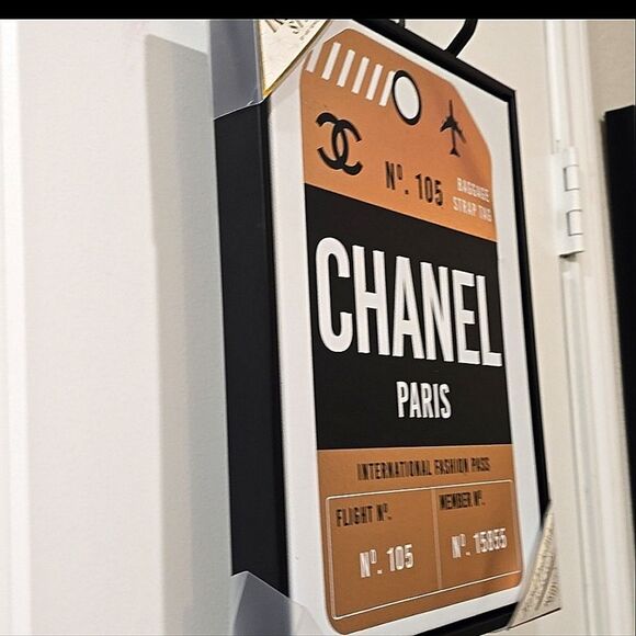 Instinct Style Chanel Paris Fashion Pass Luggage Tag Framed Canvas Wall Decor - Picture 5 of 6